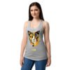 Camiseta de gatos para mujer EL GATO DE KLIMT en color gris jaspeado, sobre modelo