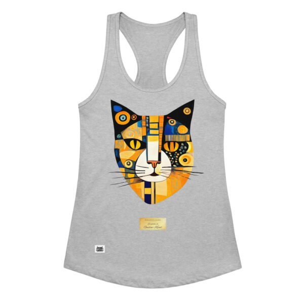 Camiseta de gatos para mujer EL GATO DE KLIMT en color gris jaspeado, vista plana