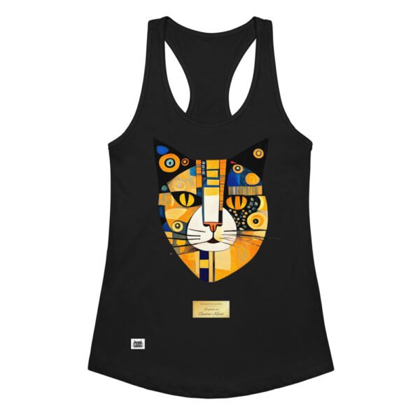 Camiseta de gatos para mujer EL GATO DE KLIMT en color negro, vista plana