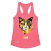 Camiseta de gatos para mujer EL GATO DE KLIMT en color rosa eléctrico, vista plana