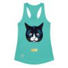 Camiseta de gatos para mujer EL GATO DE MAGRITTE en color azul tahití, vista plana