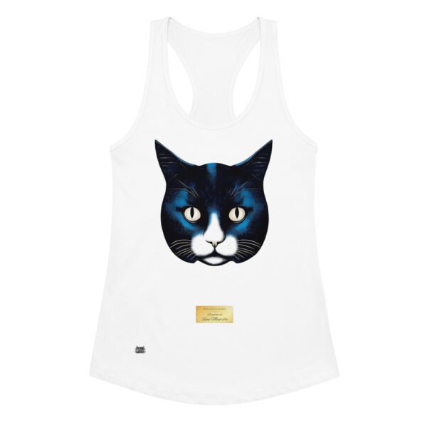 Camiseta de gatos para mujer EL GATO DE MAGRITTE en color blanco, vista plana