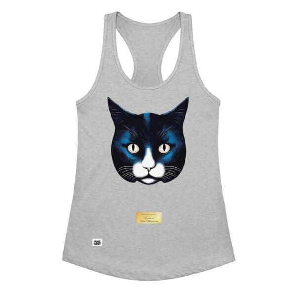 Camiseta de gatos para mujer EL GATO DE MAGRITTE en color gris jaspeado, vista plana