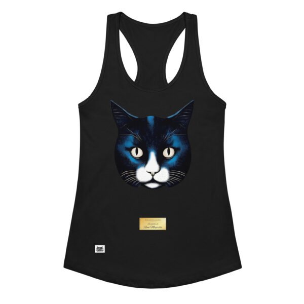 Camiseta de gatos para mujer EL GATO DE MAGRITTE en color negro, vista plana