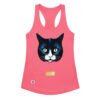 Camiseta de gatos para mujer EL GATO DE MAGRITTE en color rosa eléctrico, vista plana