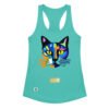 Camiseta de gatos para mujer EL GATO DE MATISSE en color azul tahití, vista plana
