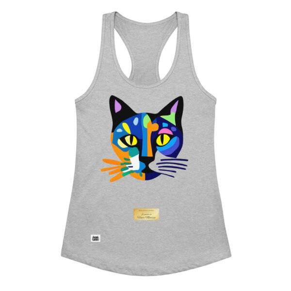 Camiseta de gatos para mujer EL GATO DE MATISSE en color gris jaspeado, vista plana