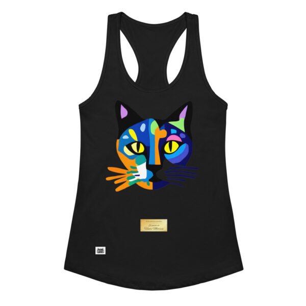 Camiseta de gatos para mujer EL GATO DE MATISSE en color negro, vista plana