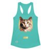 Camiseta de gatos para mujer EL GATO DE MIGUEL ÁNGEL en color azul tahití, vista plana