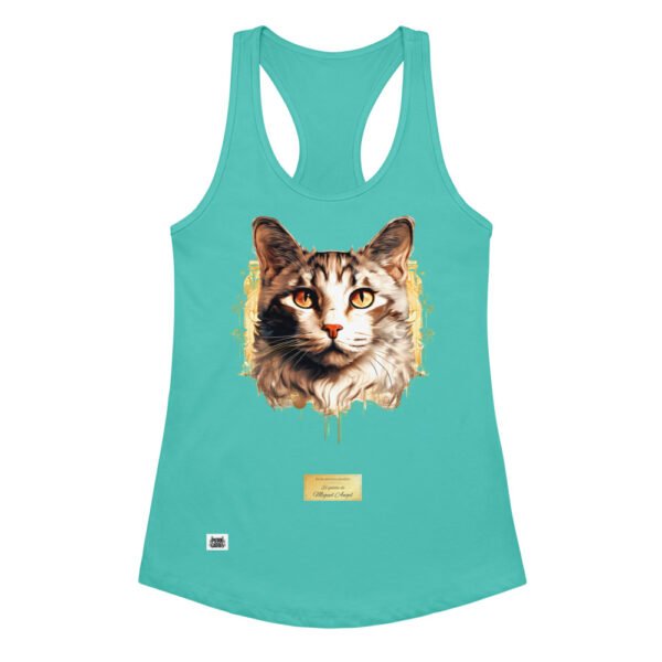 Camiseta de gatos para mujer EL GATO DE MIGUEL ÁNGEL en color azul tahití, vista plana