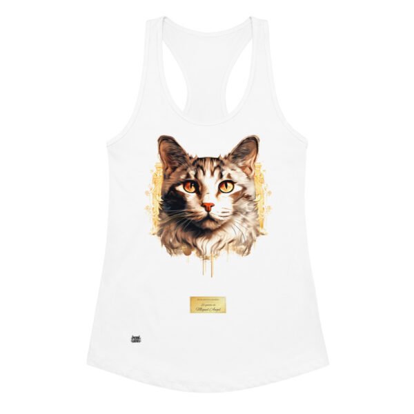 Camiseta de gatos para mujer EL GATO DE MIGUEL ÁNGEL en color blanco, vista plana