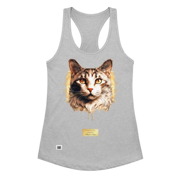 Camiseta de gatos para mujer EL GATO DE MIGUEL ÁNGEL en color gris jaspeado, vista plana