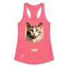 Camiseta de gatos para mujer EL GATO DE MIGUEL ÁNGEL en color rosa eléctrico, vista plana