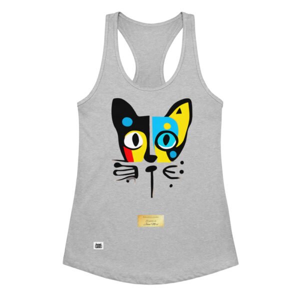 Camiseta de gatos para mujer EL GATO DE MIRÓ en color gris jaspeado, vista plana
