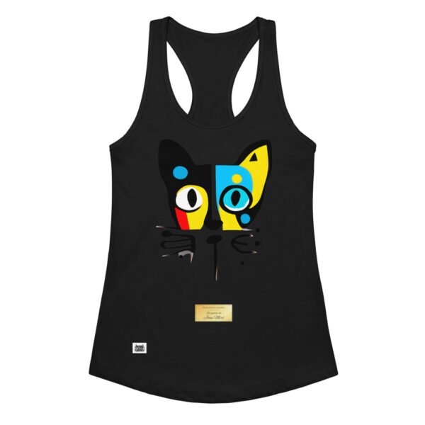 Camiseta de gatos para mujer EL GATO DE MIRÓ en color negro, vista plana