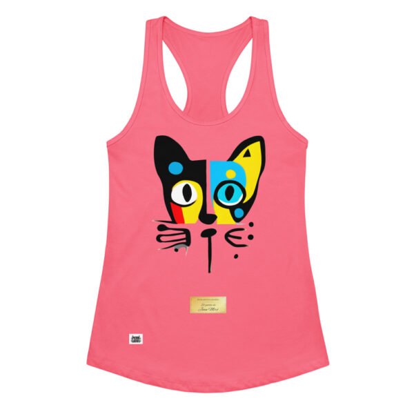 Camiseta de gatos para mujer EL GATO DE MIRÓ en color rosa eléctrico, vista plana