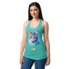 Camiseta de gatos para mujer EL GATO DE MONET en color azul tahití, sobre modelo