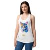 Camiseta de gatos para mujer EL GATO DE MONET en color blanco, sobre modelo