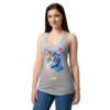 Camiseta de gatos para mujer EL GATO DE MONET en color gris jaspeado, sobre modelo