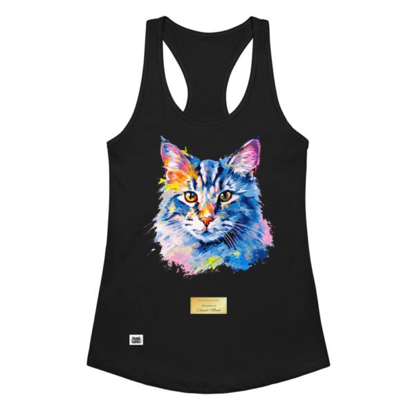 Camiseta de gatos para mujer EL GATO DE MONET en color negro, vista plana