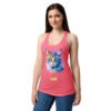 Camiseta de gatos para mujer EL GATO DE MONET en color rosa eléctrico, sobre modelo