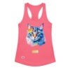 Camiseta de gatos para mujer EL GATO DE MONET en color rosa eléctrico, vista plana