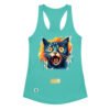 Camiseta de gatos para mujer EL GATO DE MUNCH en color azul tahití, vista plana