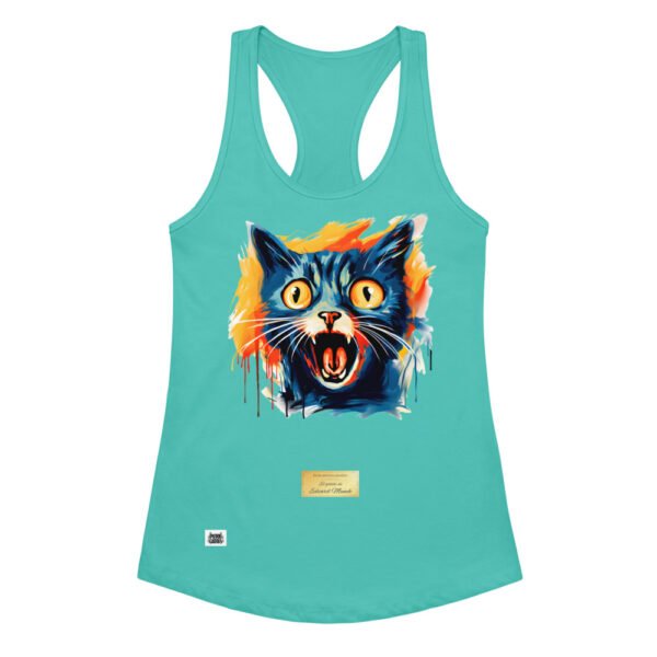 Camiseta de gatos para mujer EL GATO DE MUNCH en color azul tahití, vista plana