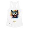 Camiseta de gatos para mujer EL GATO DE MUNCH en color blanco, vista plana