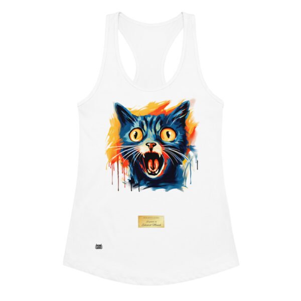 Camiseta de gatos para mujer EL GATO DE MUNCH en color blanco, vista plana