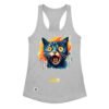 Camiseta de gatos para mujer EL GATO DE MUNCH en color gris jaspeado, vista plana