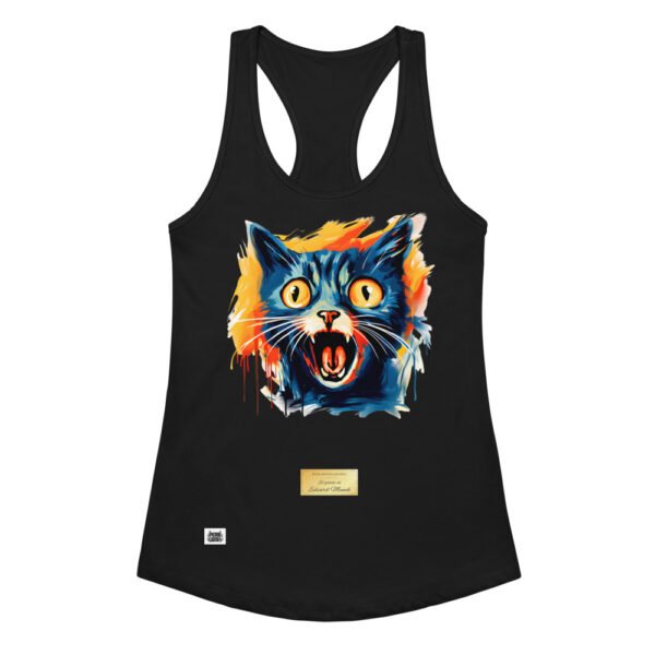 Camiseta de gatos para mujer EL GATO DE MUNCH en color negro, vista plana