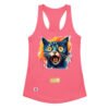 Camiseta de gatos para mujer EL GATO DE MUNCH en color rosa eléctrico, vista plana