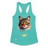 Camiseta de gatos para mujer EL GATO DE MURILLO en color azul tahití, vista plana