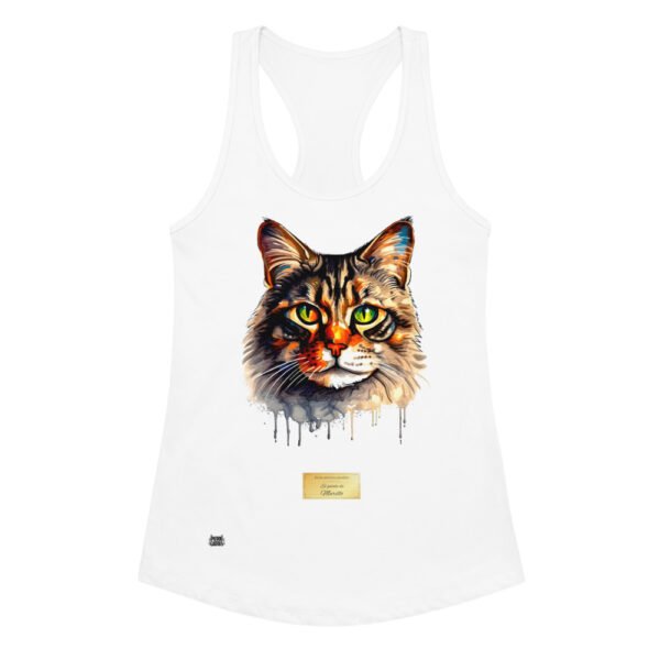 Camiseta de gatos para mujer EL GATO DE MURILLO en color blanco, vista plana