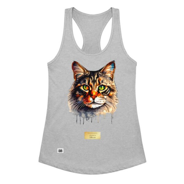 Camiseta de gatos para mujer EL GATO DE MURILLO en color gris jaspeado, vista plana