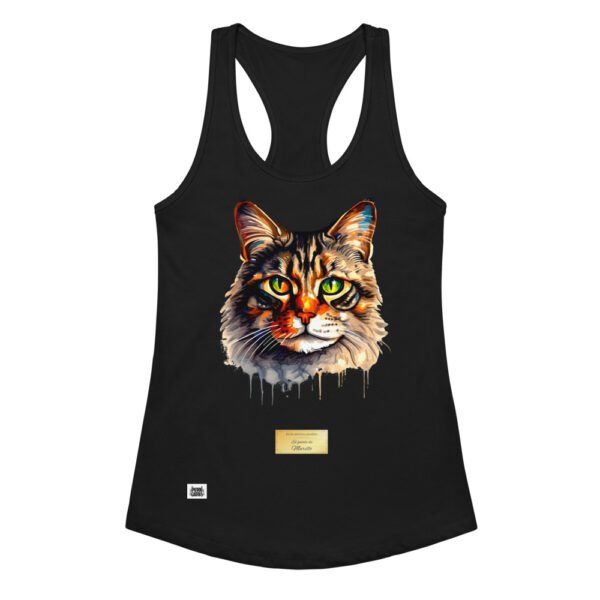 Camiseta de gatos para mujer EL GATO DE MURILLO en color negro, vista plana