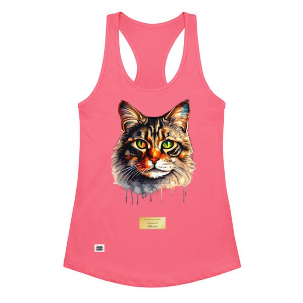 Camiseta de gatos para mujer EL GATO DE MURILLO en color rosa eléctrico, vista plana