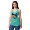 Camiseta de gatos para mujer EL GATO DE PAUL KLEE en color azul tahití, sobre modelo