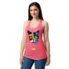 Camiseta de gatos para mujer EL GATO DE PAUL KLEE en color rosa eléctrico, sobre modelo