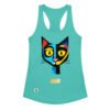 Camiseta de gatos para mujer EL GATO DE PICASSO en color azul tahití, vista plana