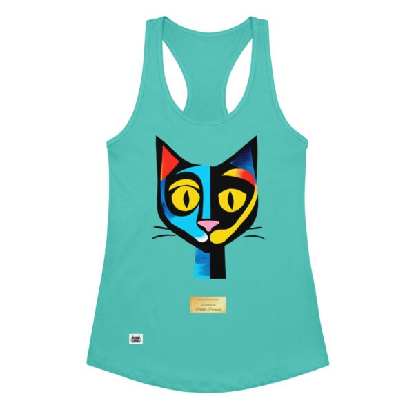 Camiseta de gatos para mujer EL GATO DE PICASSO en color azul tahití, vista plana