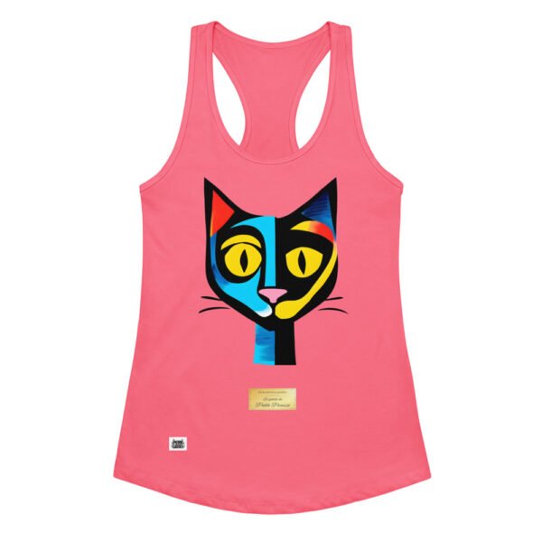 Camiseta de gatos para mujer EL GATO DE PICASSO en color rosa eléctrico, vista plana