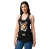 Camiseta de gatos para mujer EL GATO DE RAFAEL SANZIO en color negro, sobre modelo