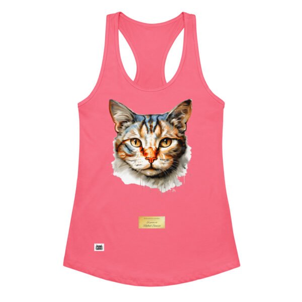 Camiseta de gatos para mujer EL GATO DE RAFAEL SANZIO en color rosa eléctrico, vista plana
