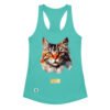 Camiseta de gatos para mujer EL GATO DE REMBRANDT en color azul tahití, vista plana