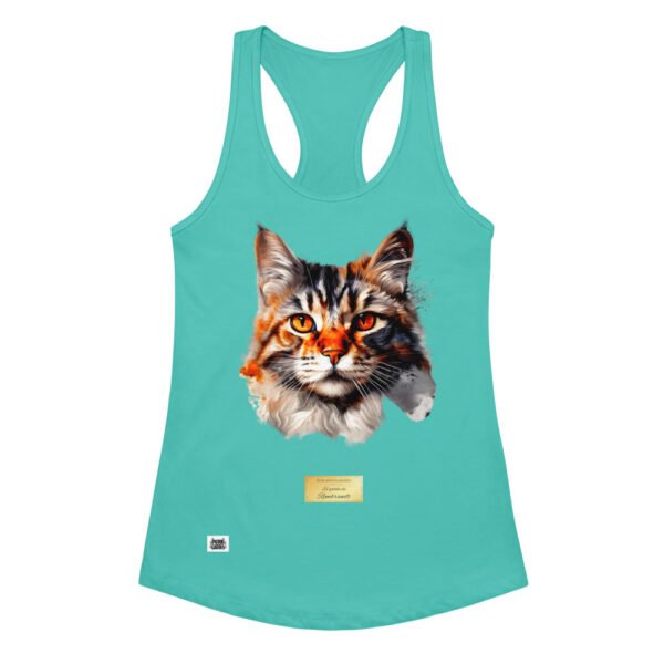 Camiseta de gatos para mujer EL GATO DE REMBRANDT en color azul tahití, vista plana