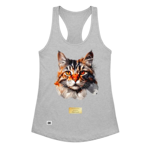 Camiseta de gatos para mujer EL GATO DE REMBRANDT en color gris jaspeado, vista plana