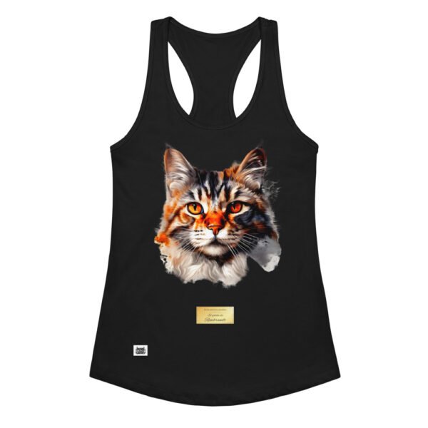 Camiseta de gatos para mujer EL GATO DE REMBRANDT en color negro, vista plana