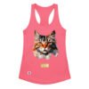 Camiseta de gatos para mujer EL GATO DE REMBRANDT en color rosa eléctrico, vista plana
